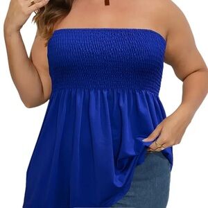 Blue Plus Size Tube Top